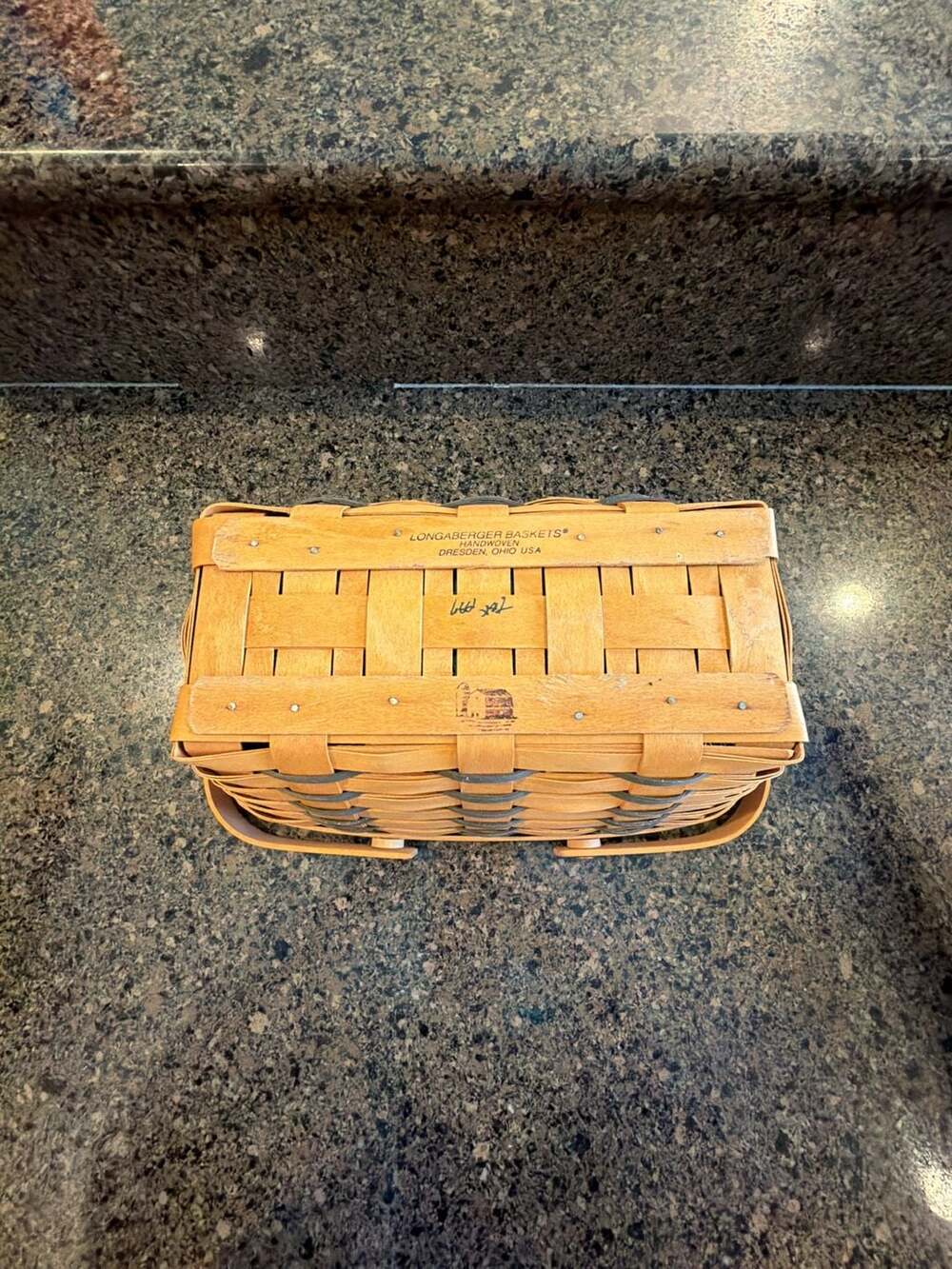 Vintage Longaberger Handwoven Dresden Tour Basket with Plastic Protector and Dua